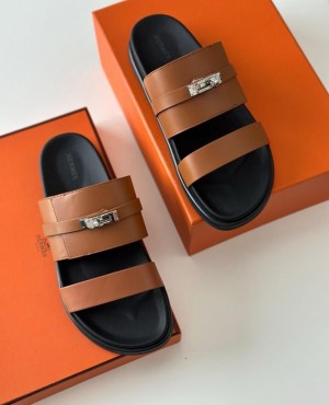 HERMES JACKSON BROWN PREMIUM SLIDE
