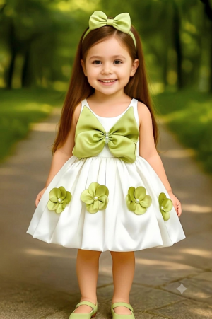 Elegant Mint Green & White Premium Party Frock