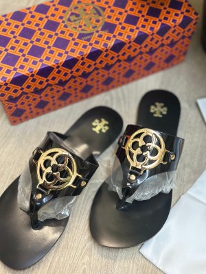 Tory Bur_ch metal miller patient black flat sandals