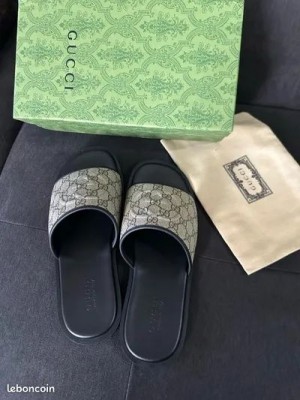 Gu_cci gg hotline boho cream slide.