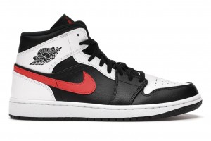 NIK.E AIR JORDAN 1 MID BLACK CHILE REDWHITE