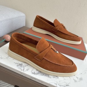 Loro Piano Summer Walk Tan Suede Loafers
