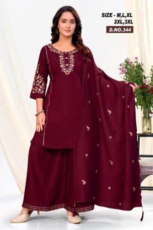 Heavy Bombay Silk Short Kurti with Divided Palazzo & Dupatta  Embroidery & Handwork  Sizes M3XL  Premium Ethnic Set for Women