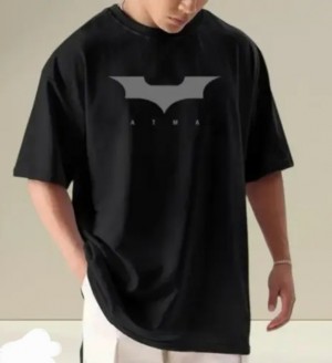 Black printed batman oversized tshirt 