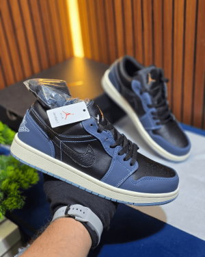 Men Nik-e Air Jorda-n 1 Retro Low Navy Black Sneakers Shoes