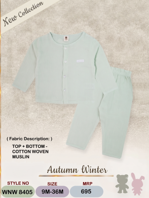 Kids Cotton Woven Muslin Top & Bottom Set