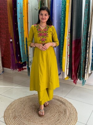 Premium 60x60 Cotton Kurti with Pant Set - Cross Embroidery  Comfortable Ethnic Wear for Women Premium 60x60 Cotton Kurti with Pant Set - Cross Embroidery  Comfortable Ethnic Wear for Women