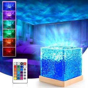 Wave Lamp Ocean Wave Projector Light Romantic LED Night Light with 3D Water Wave Effect Warm Ambiance Projection Lamp Crystal Table Lamp for Bedroom Decor