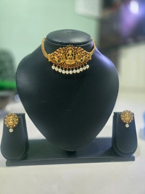 MRK Ventures Gold Plated Traditional Choker Necklace  Ethnic Gold Plated Choker Necklace Set for Women  Birthday Anniversary Gift for Wife