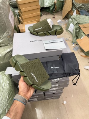 Balenciaga Speed 2.0 Recycled Knit Slide Mule Olive