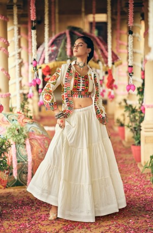Premium Pure Cotton Embroidered Lehenga Blouse & Koti Set  RR-09  Three Layer Ruffle Flair  Festive & Ethnic Wear Premium Pure Cotton Embroidered Lehenga Blouse & Koti Set  RR-09  Three Layer Ruffle Flair  Festive & Ethnic Wear