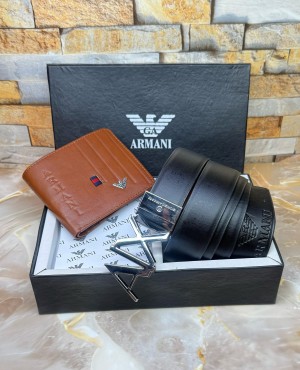 ARMAN_I SILVER BELT & WALLET WITH  OG BOX