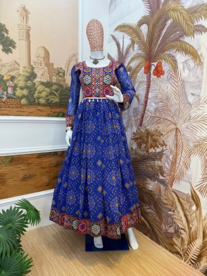 Premium Faux Georgette Gown with Gamthi Jacquard Neck  RR-10  Festive & Party Wear Premium Faux Georgette Gown with Gamthi Jacquard Neck  RR-10  Festive & Party Wear
