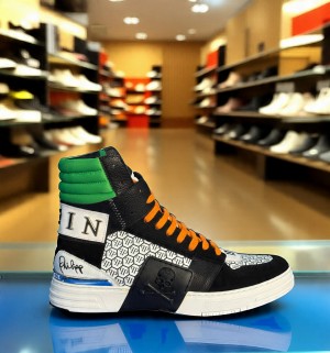 PHILIP PLEIN Multi Leather High Top Sneakers