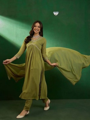 Exclusive Georgette Zomato Kurti Set with Heavy Coding Work & Lace Dupatta  Fully Stitched 3 Piece Suit