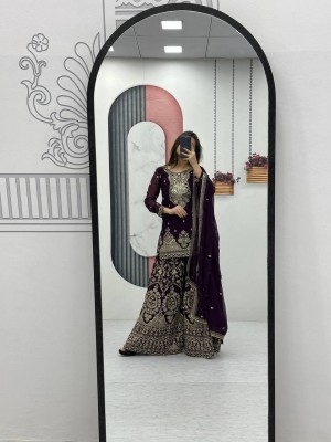 Prisha Fashion Premium Embroidered Party Wear Set  Top Palazzo & Dupatta   Prisha Fashion Premium Embroidered Party Wear Set  Top Palazzo & Dupatta