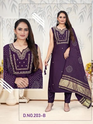 Premium Gajji Silk Sleeveless Straight Kurti Pant Set with Lagdi Dupatta Magenta