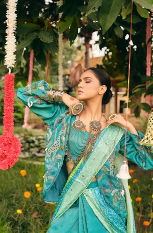 Indo Western Shimmer Drape Saree with Embroidered Koti Set - RR-34