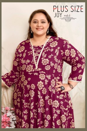 Plus Size Joy Vol-1  Premium Rayon Long Kurti (Sizes 3XL to 10XL) Maroon Plus Size Joy Vol-1  Premium Rayon Long Kurti (Sizes 3XL to 10XL) Maroon