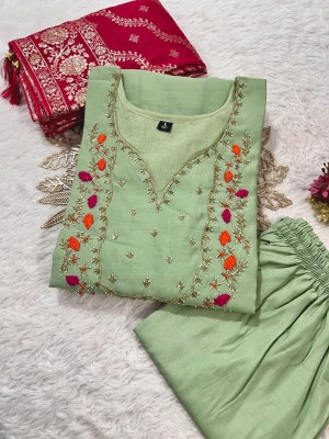 Premium Roman Silk Kurti with Handwork Pant & Heavy Jacquard Dupatta  Elegant Ethnic Set  Sizes M to 3XL Premium Roman Silk Kurti with Handwork Pant & Heavy Jacquard Dupatta  Elegant Ethnic Set  Sizes M to 3XL