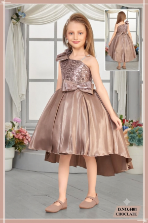 Premium High-Low Designer Party Frock  Rich Chocolate Edition