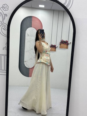 Pure Tissue Shimmer Plazzo Set with Heavy Embroidery - PC-551